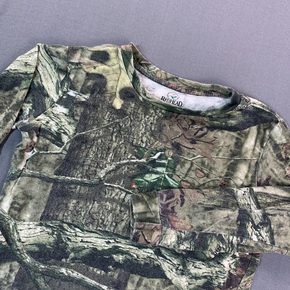 RedHead Shirt Youth Large Green Camo Long Sleeve Hunting 100% Cotton Bass Pro